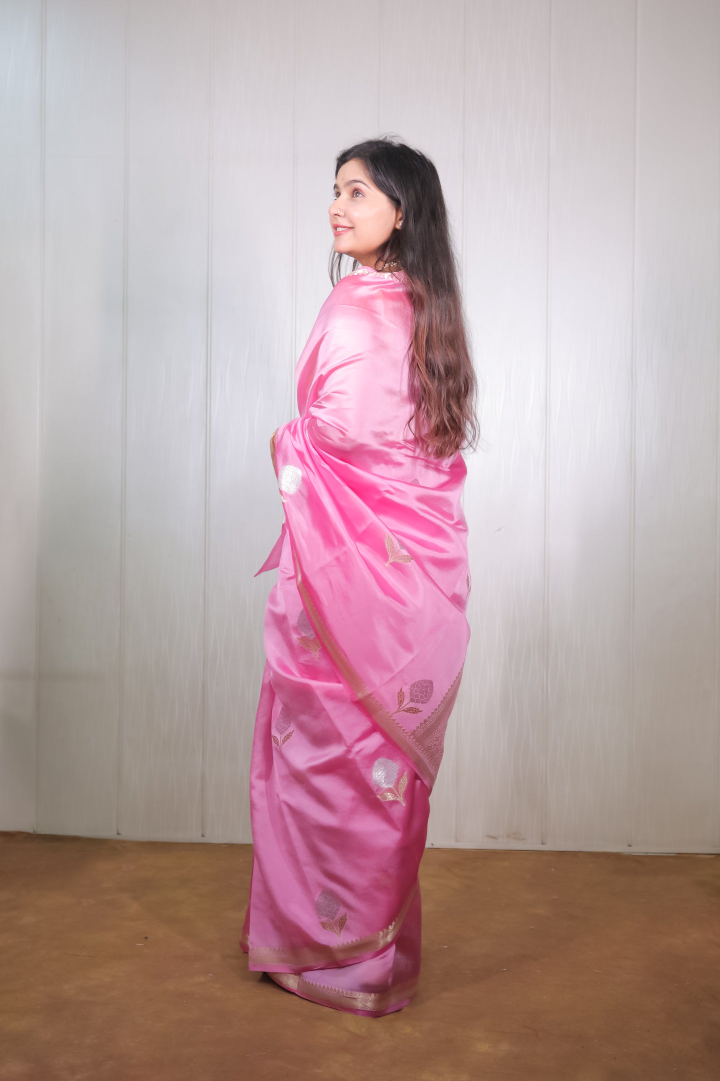 Pink Mango Fibre Saree
