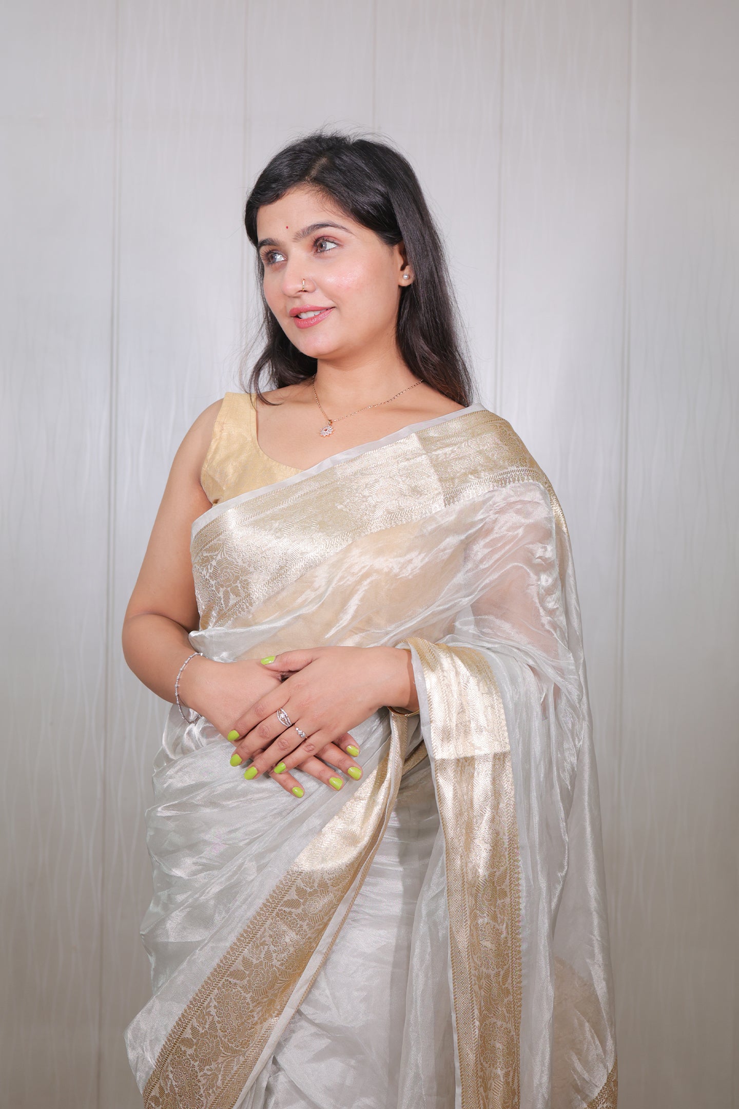 Silver Tissue Saree