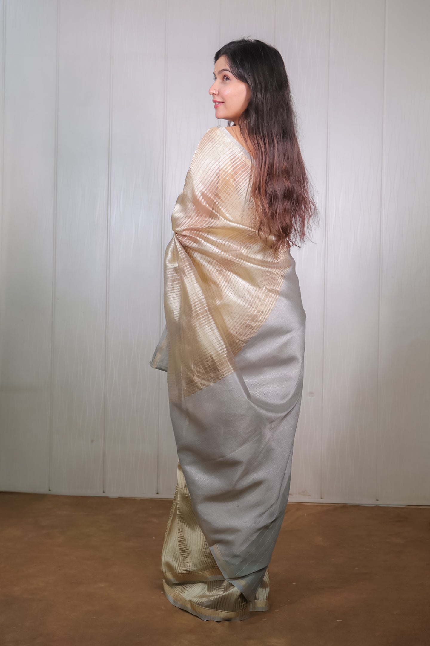 Tissue Saree with Multi Zari