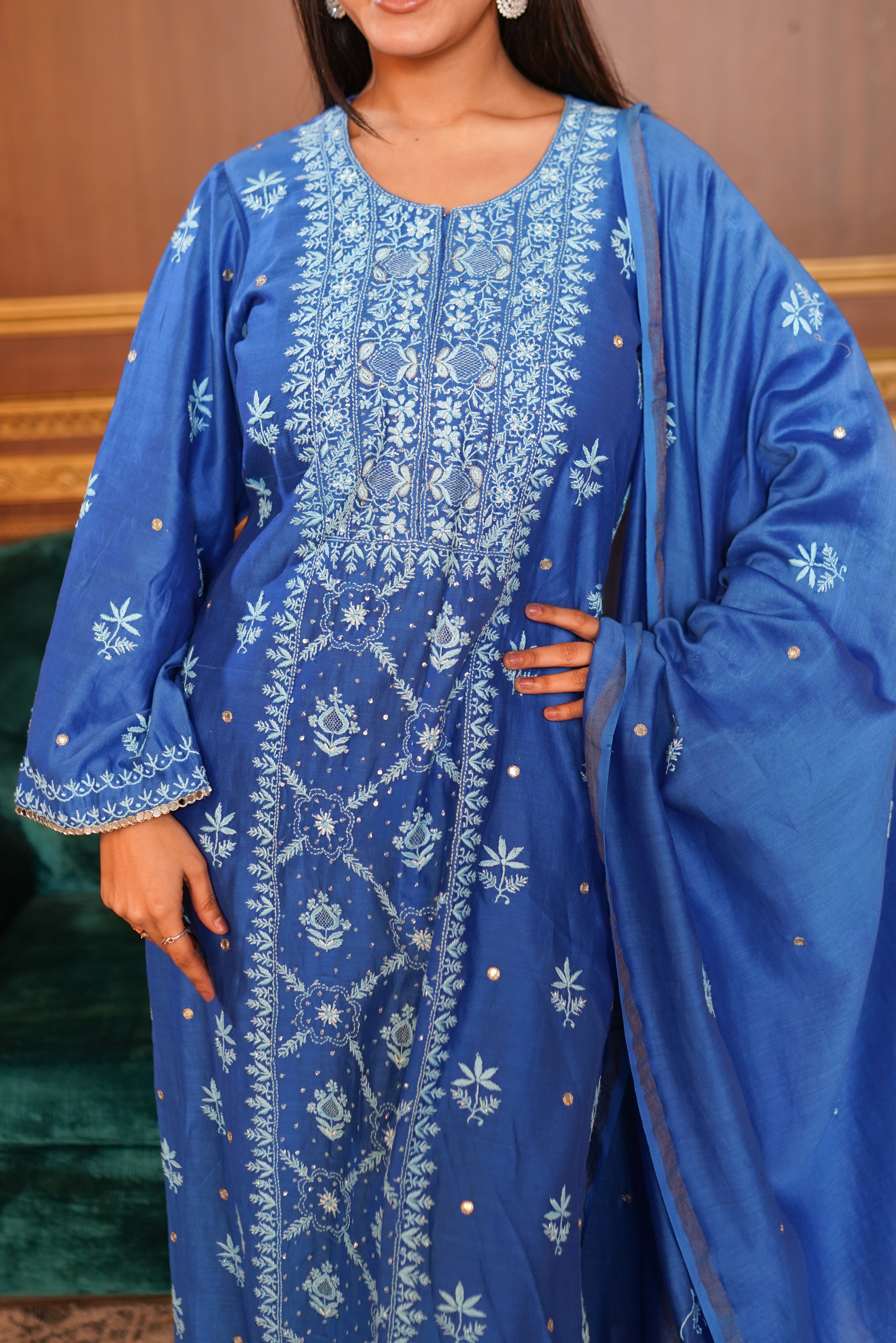 Noor Chanderi Silk Straight Set