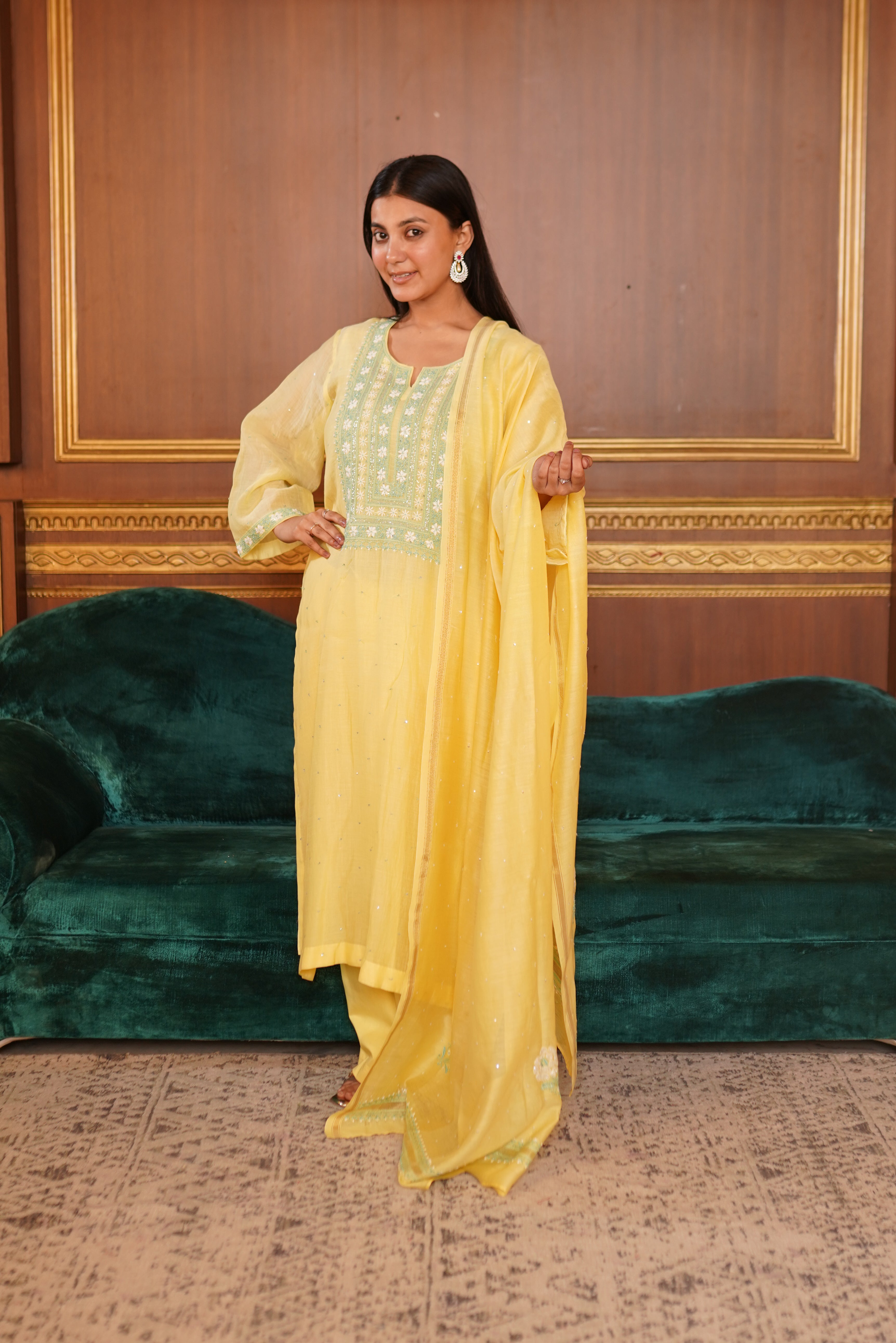 Heer Mul Chanderi Straight Set