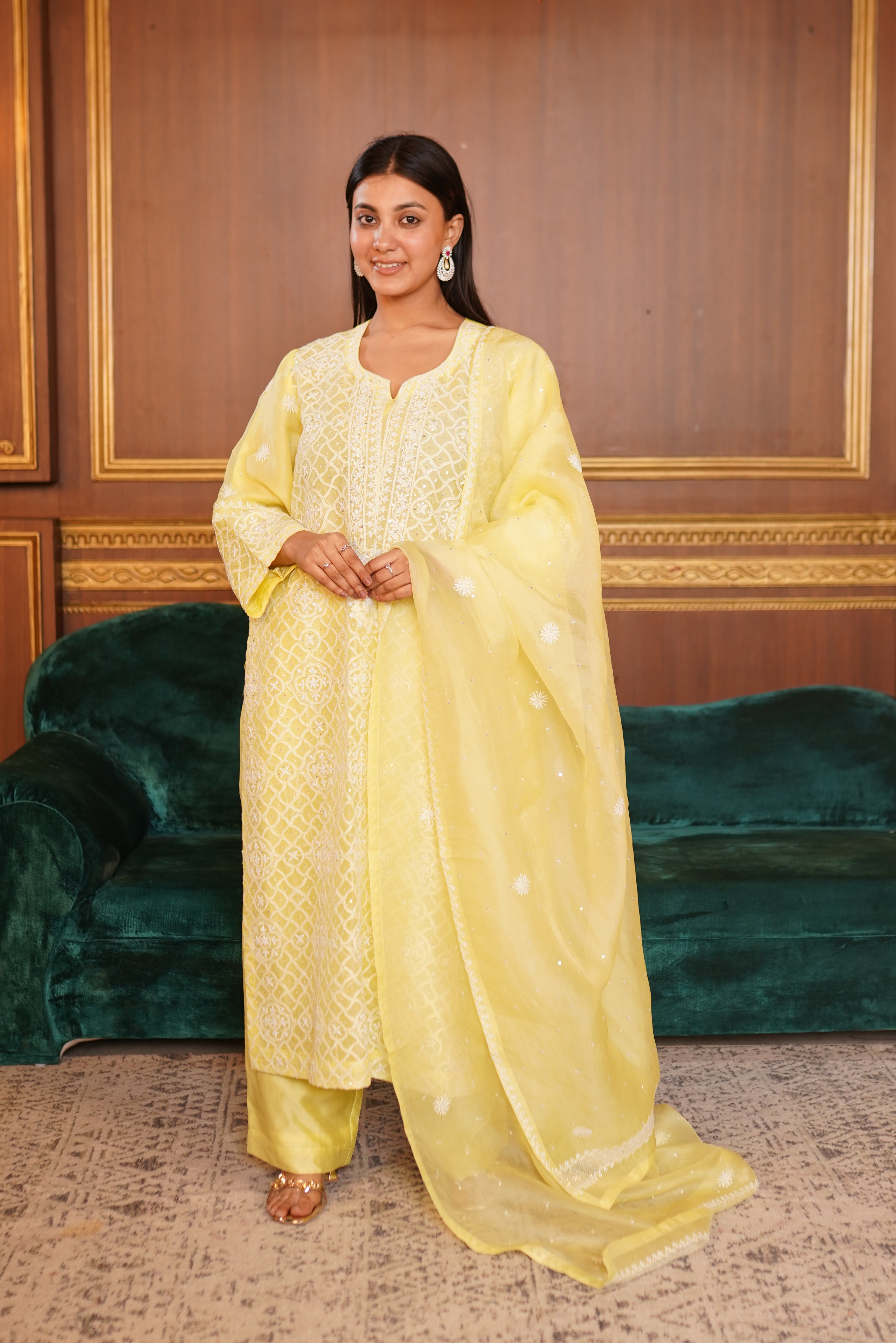 Gulbahar Organza Silk Straight Set