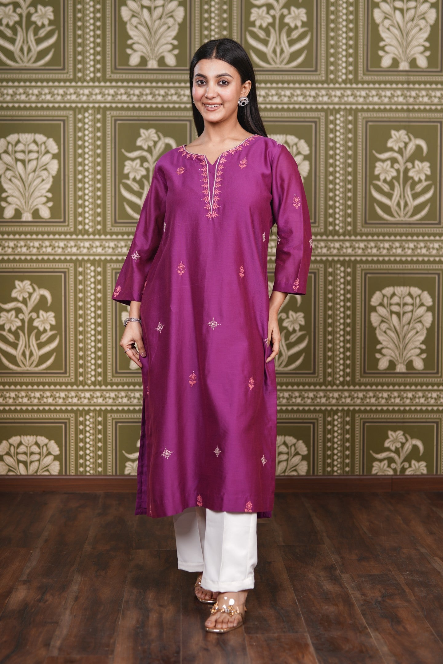 Chanderi Silk Straight Kurti