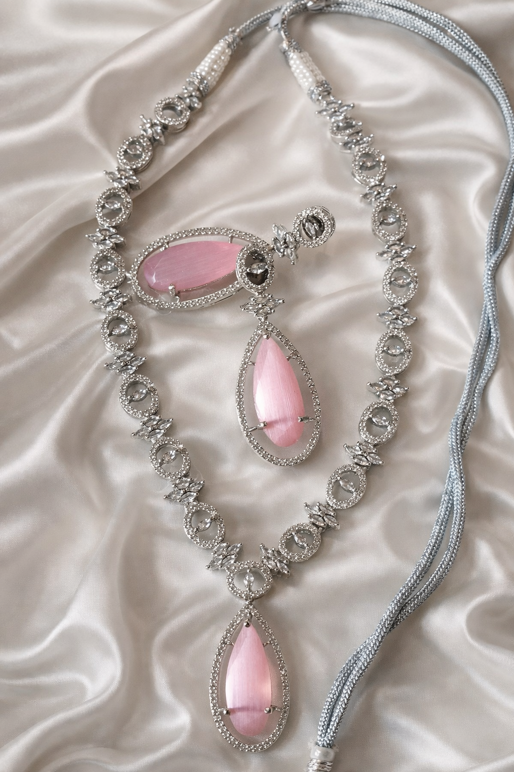 Pink teardrop crystal set