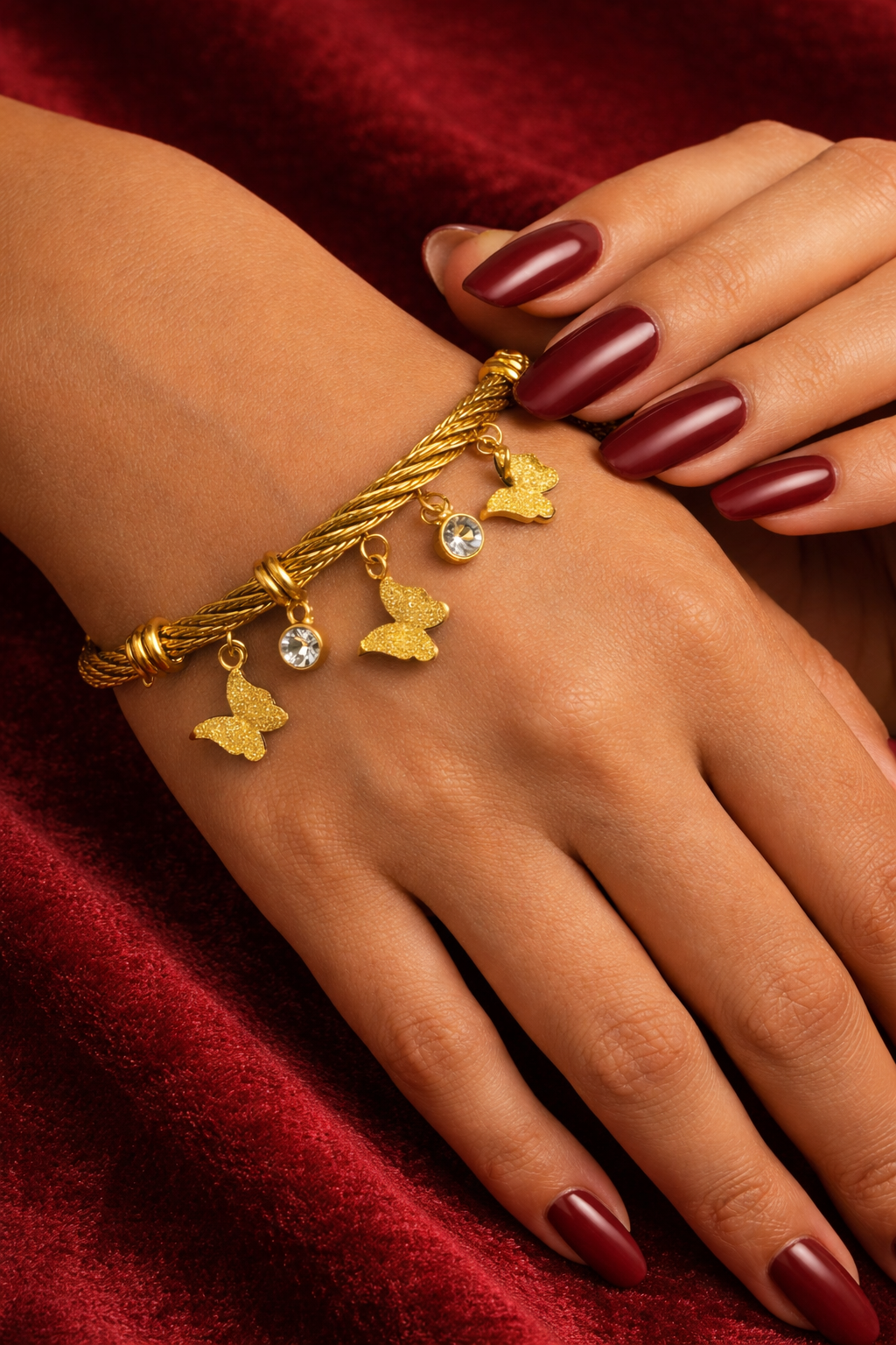 Golden Butterfly Charm Cable Bracelet