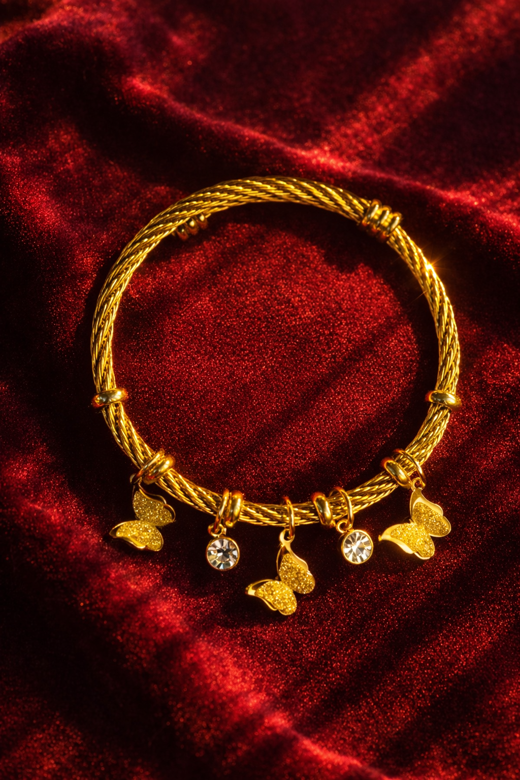 Golden Butterfly Charm Cable Bracelet