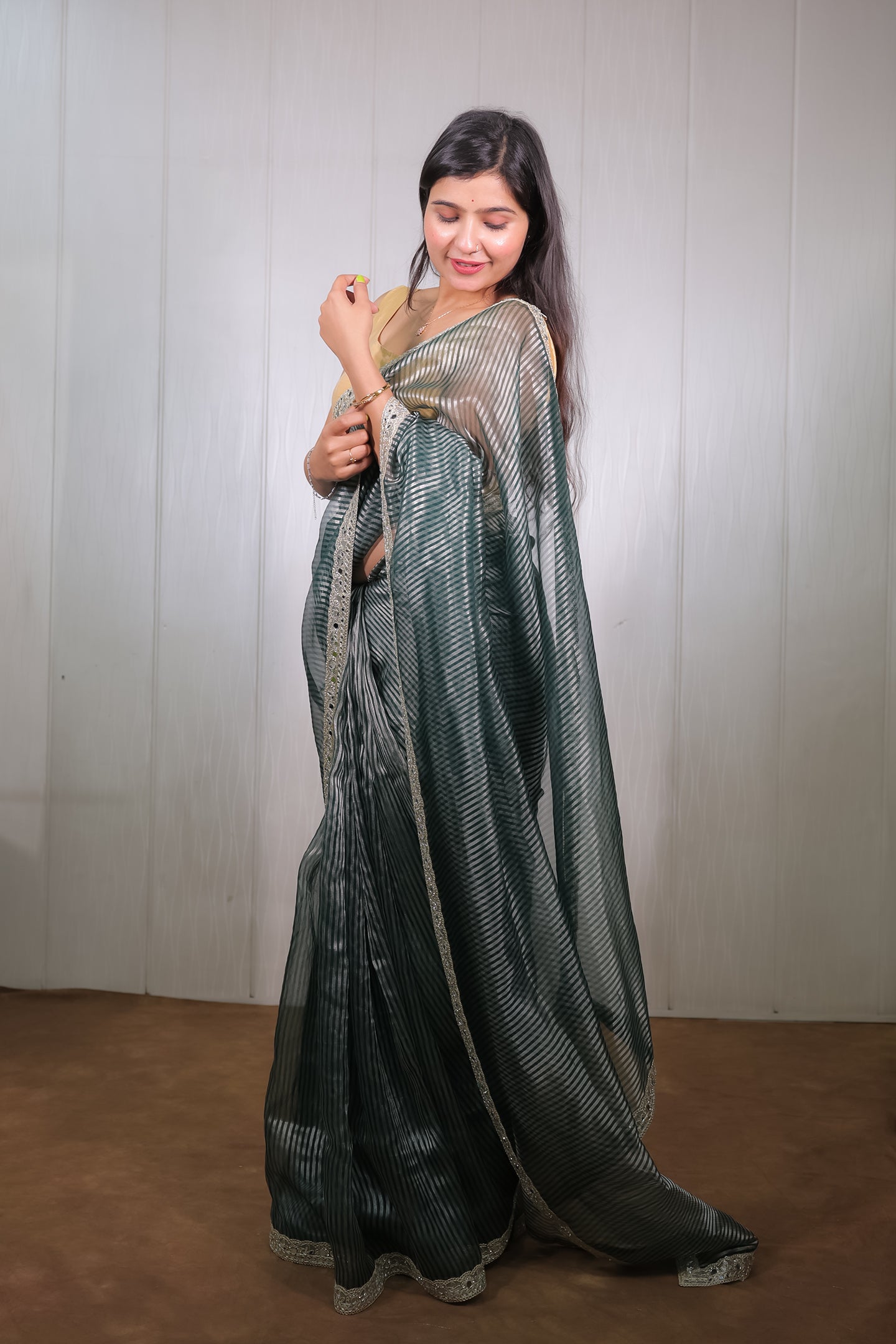 Handloom Kora Silk Silver Tissue Saree