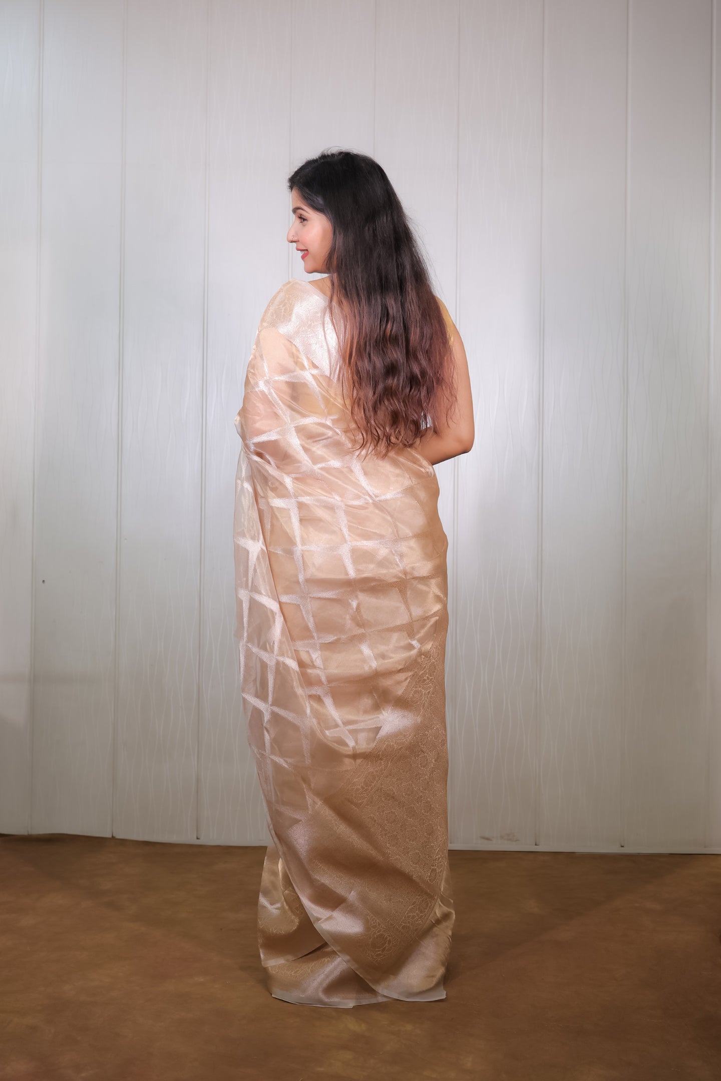 Light Gold Tissue Saree