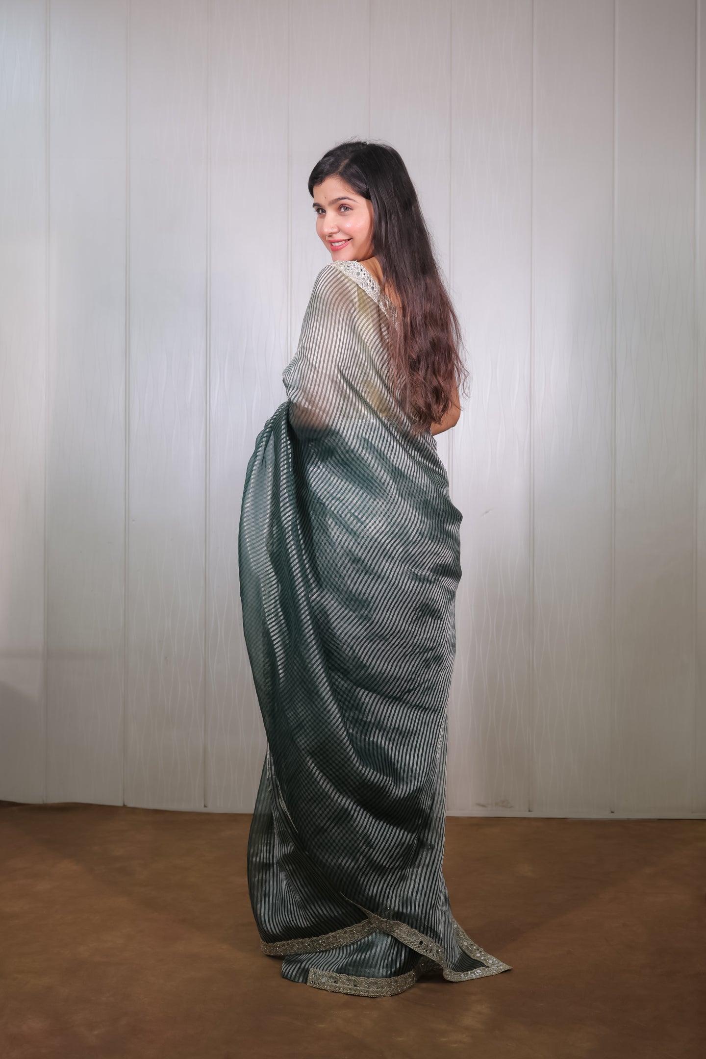 Handloom Kora Silk Silver Tissue Saree