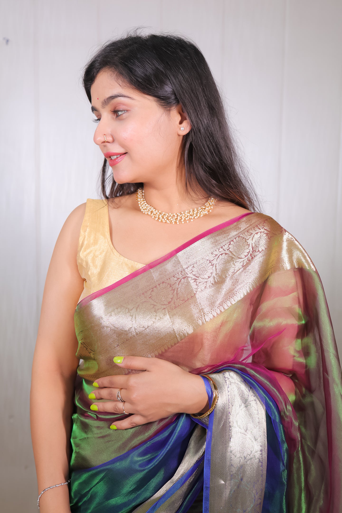 Multishade Zari Tissue Saree