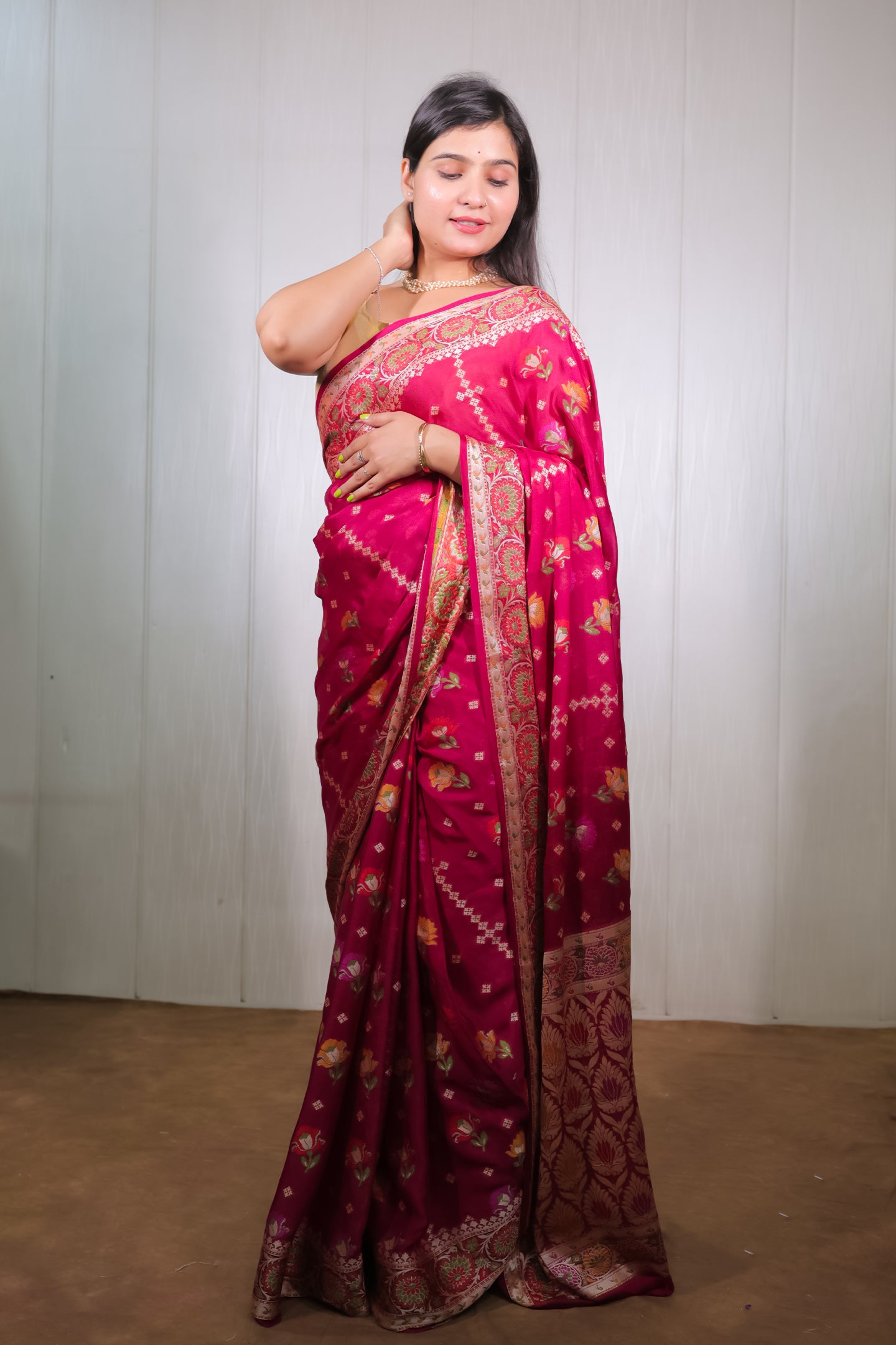 Banarasi Khaddi Chiffon with Zari and Resham