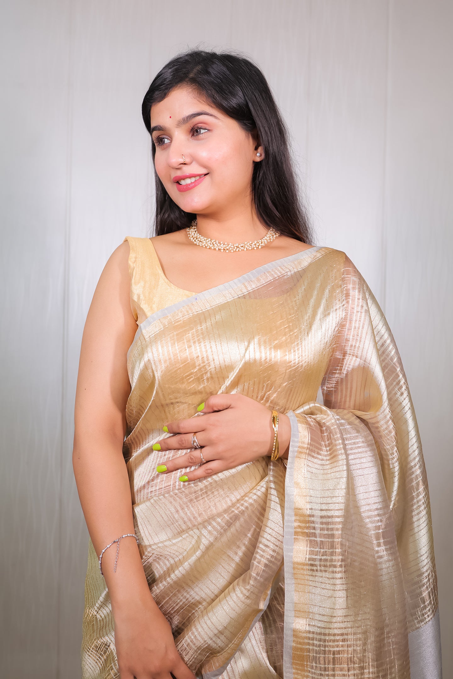 Tissue Saree with Multi Zari