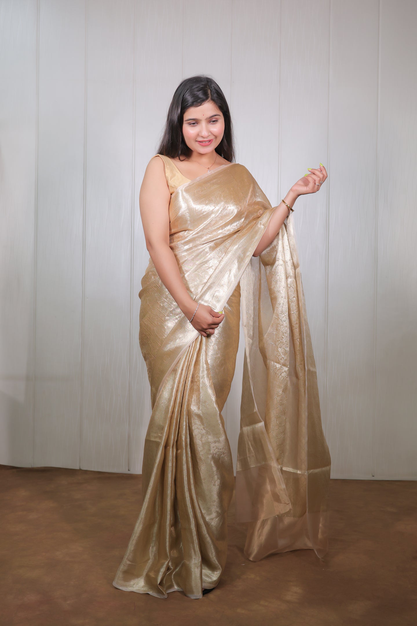Gold Tissue Brocade saree