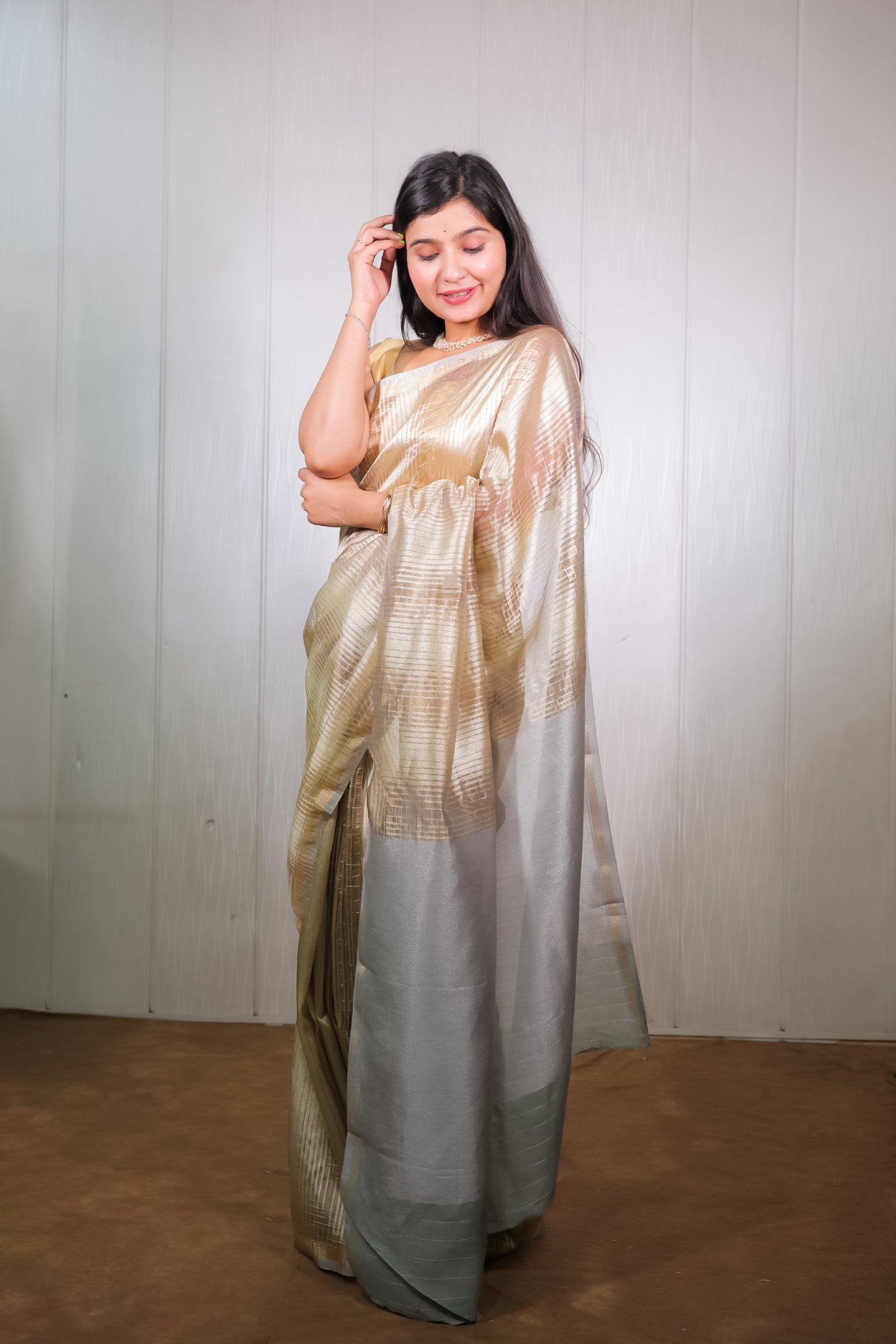 Tissue Saree with Multi Zari
