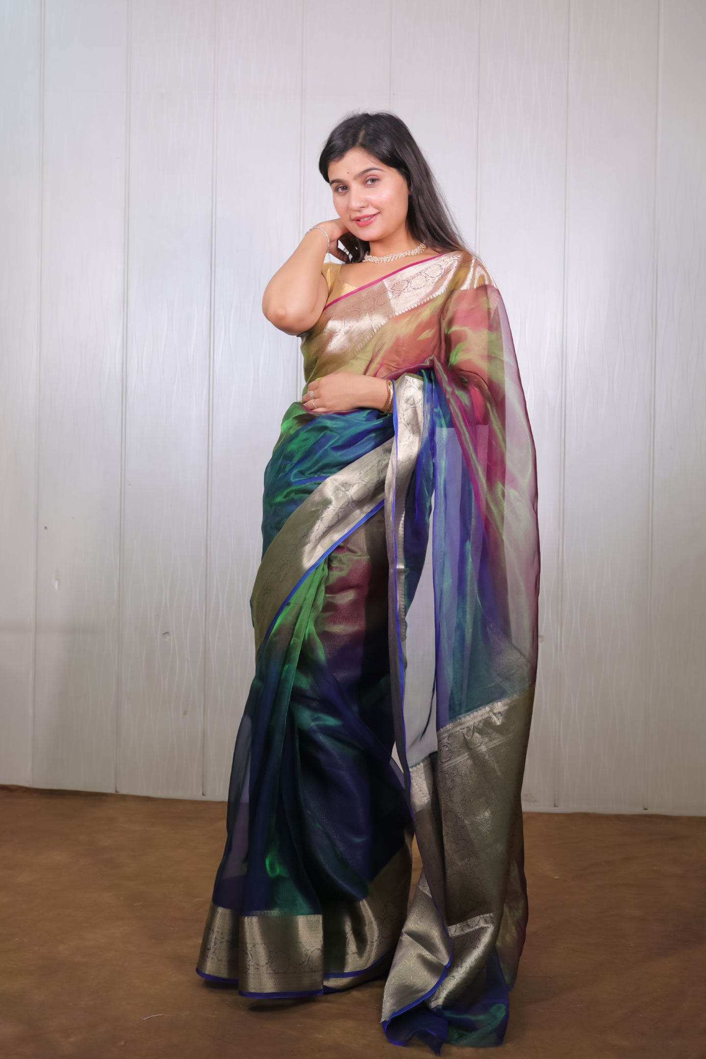 Multishade Zari Tissue Saree