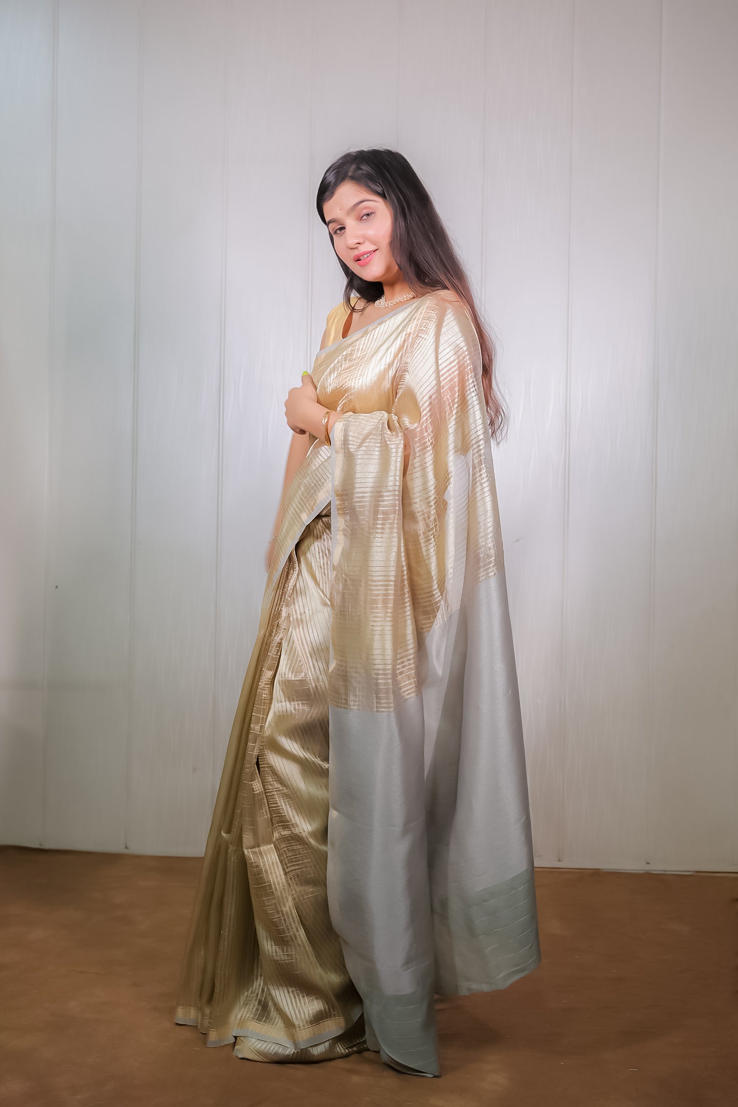 Tissue Saree with Multi Zari