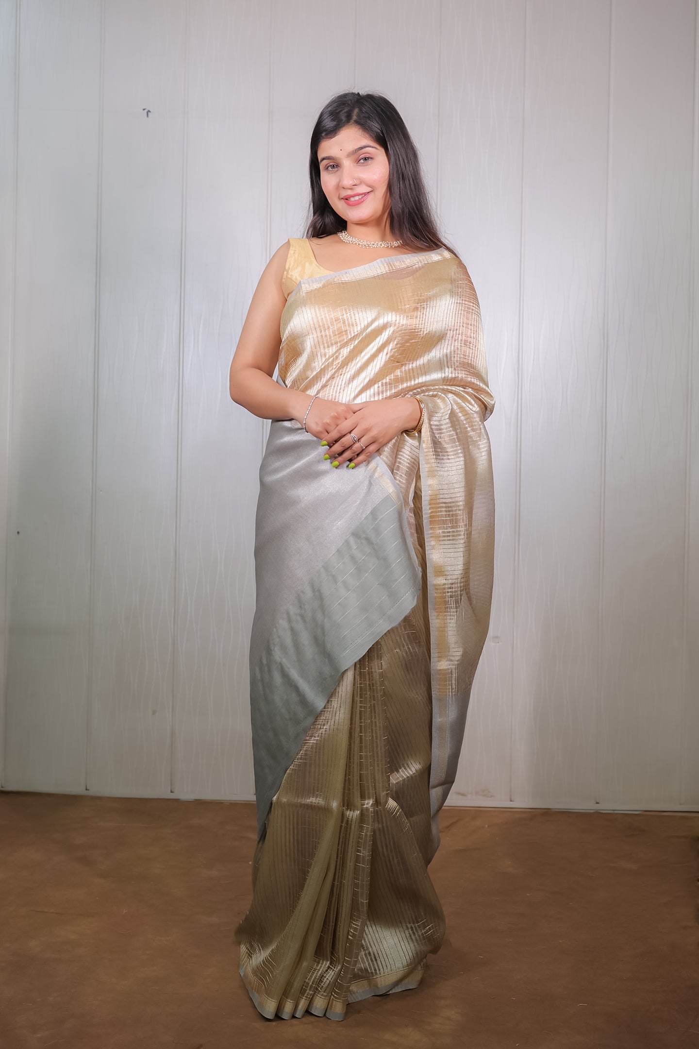 Tissue Saree with Multi Zari