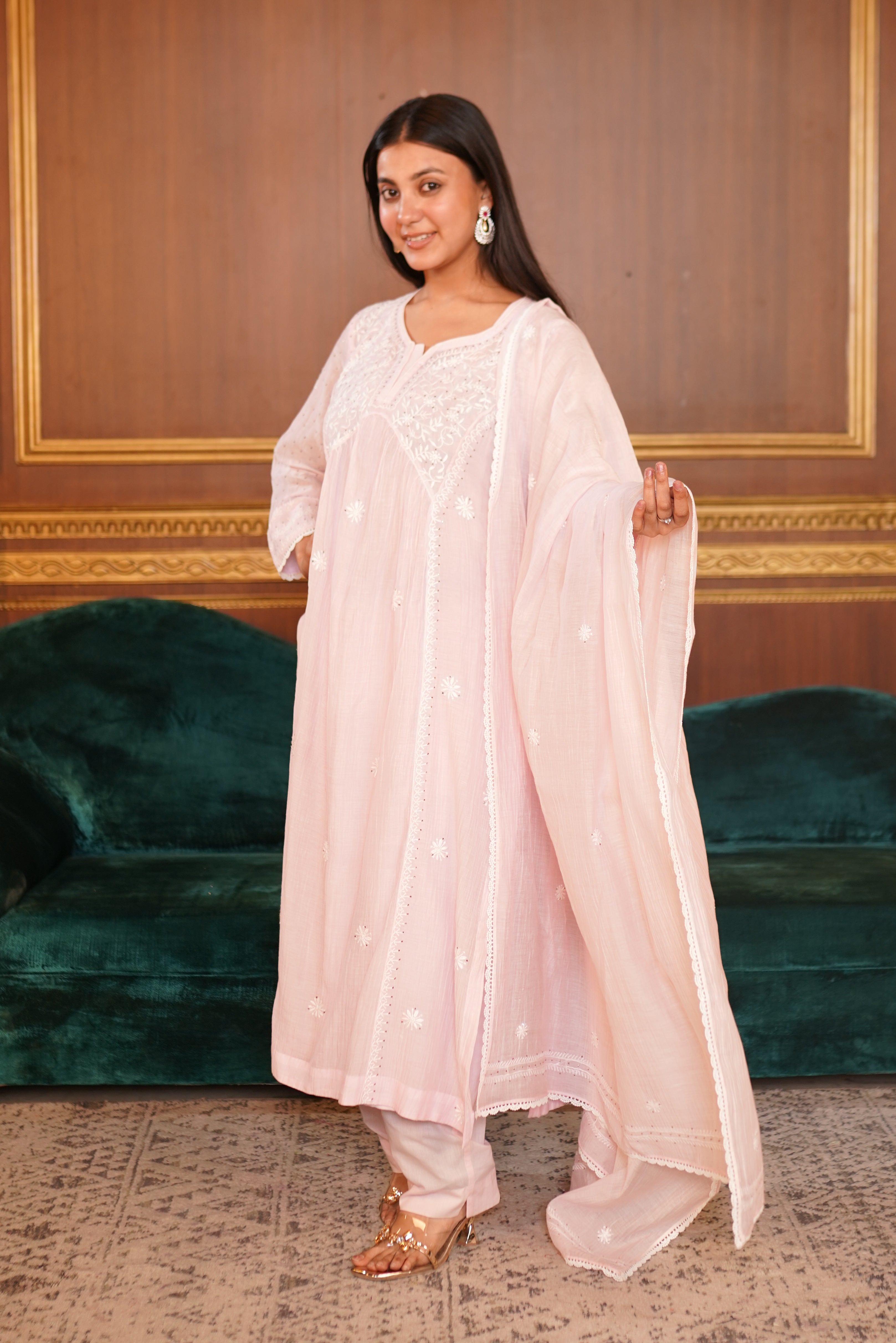Mul Chanderi A line Set