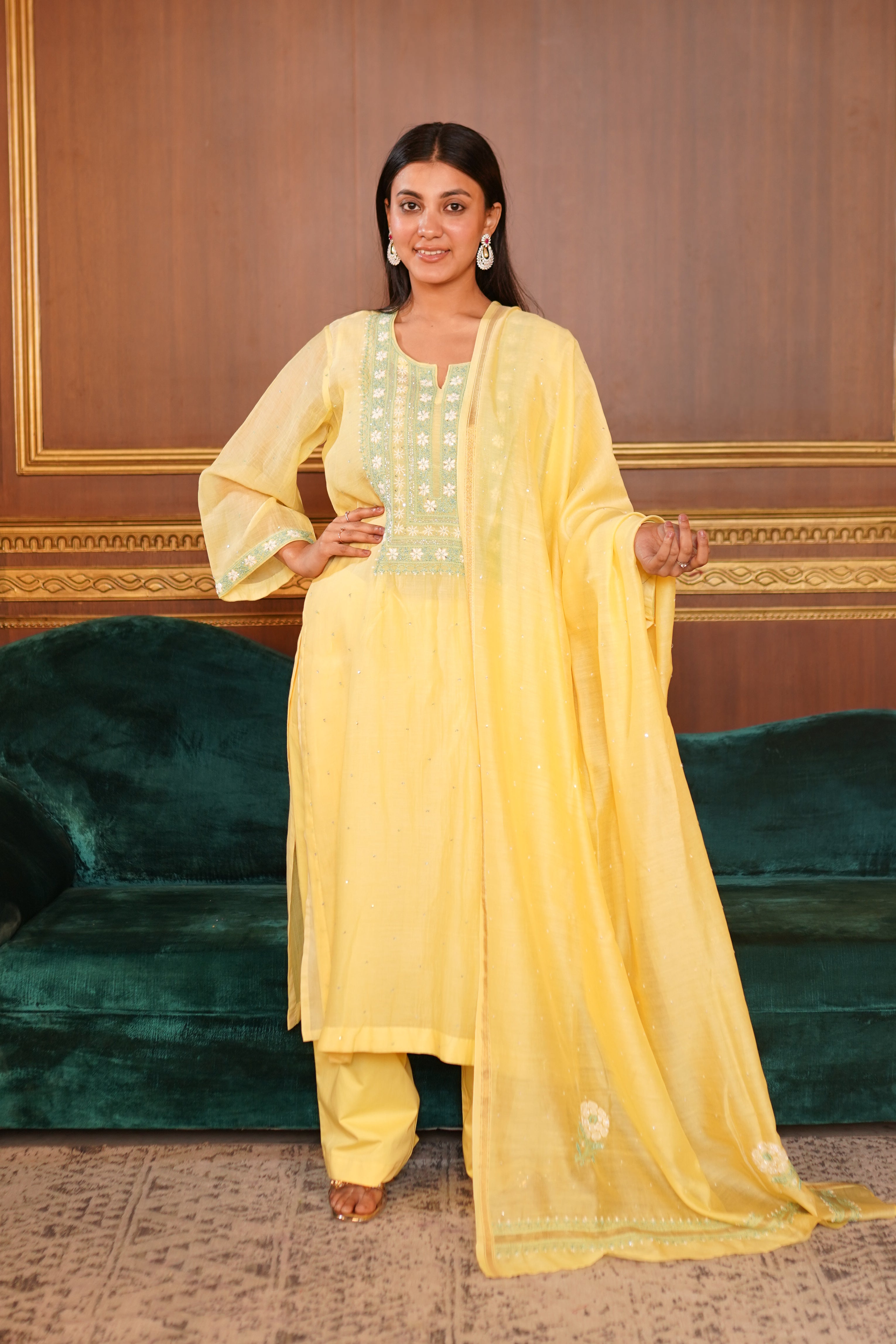 Heer Mul Chanderi Straight Set