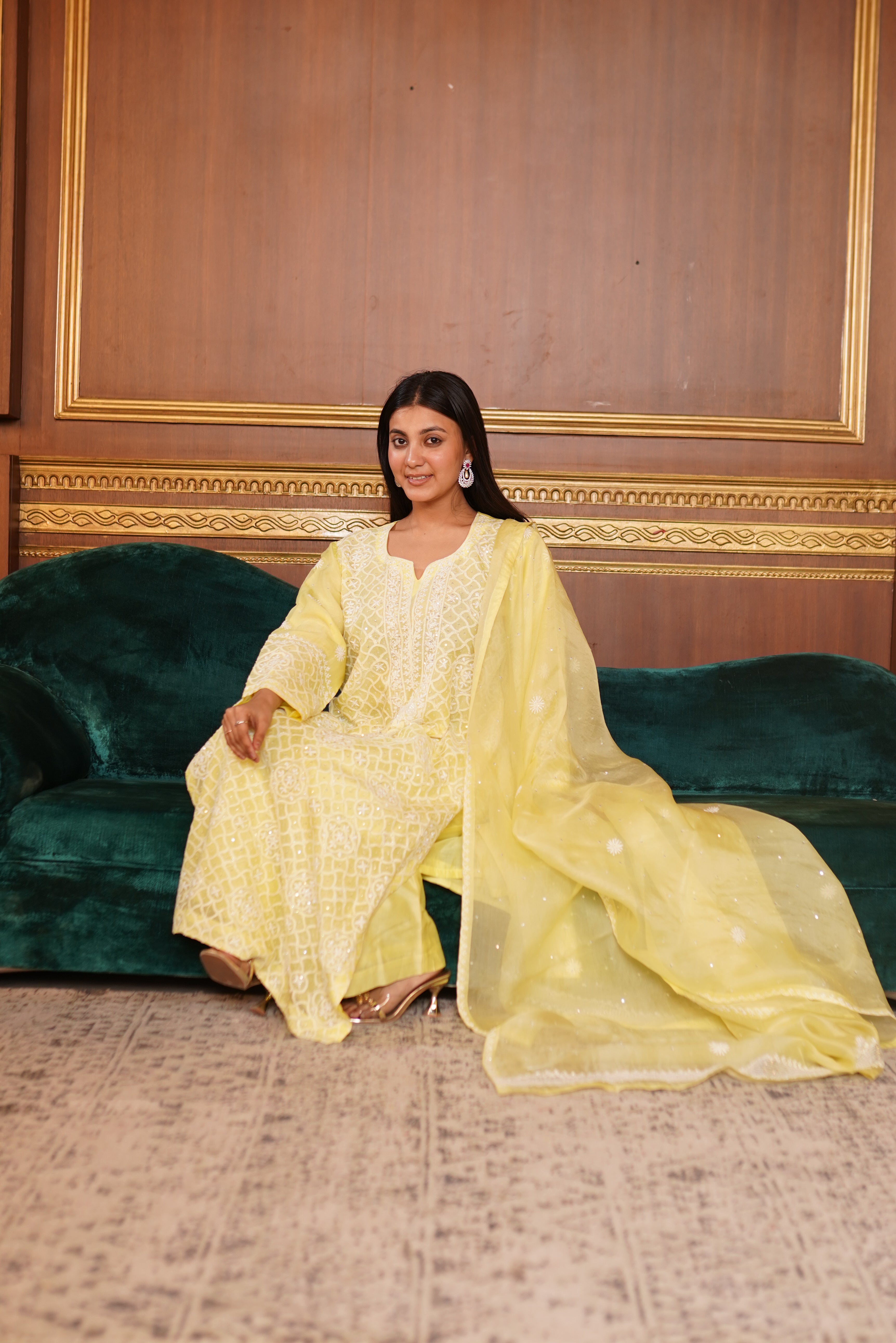 Gulbahar Organza Silk Straight Set