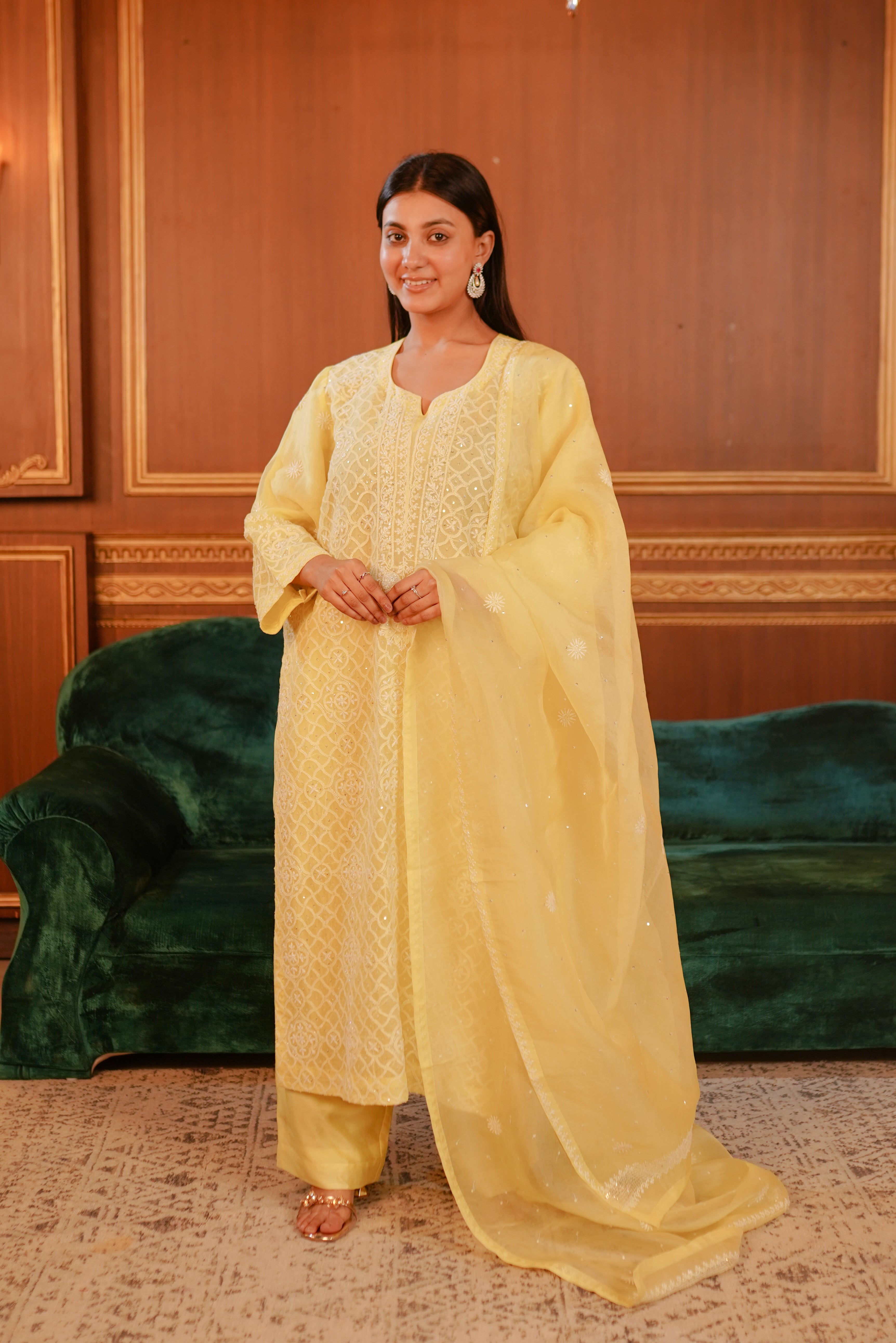 Gulbahar Organza Silk Straight Set