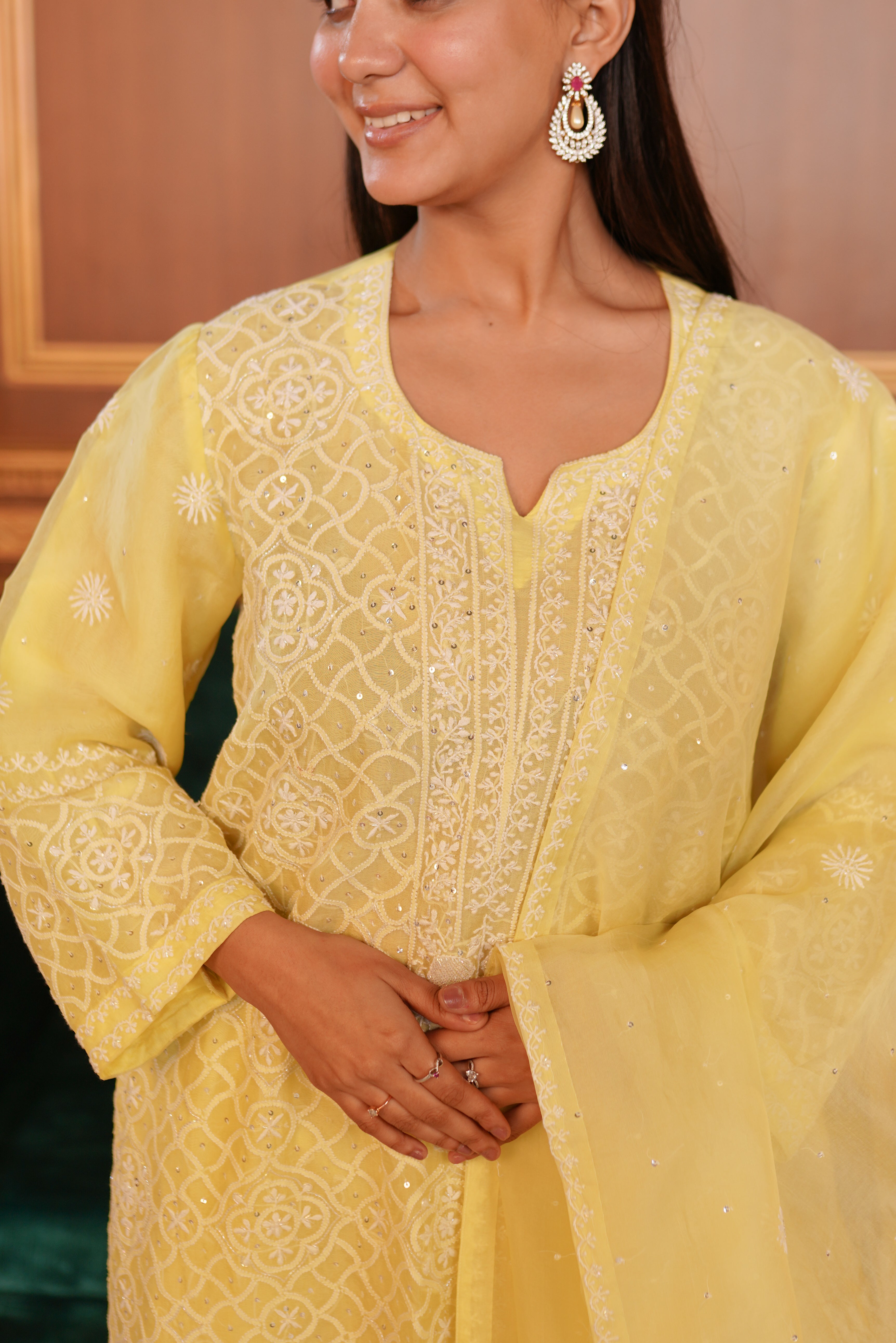 Gulbahar Organza Silk Straight Set