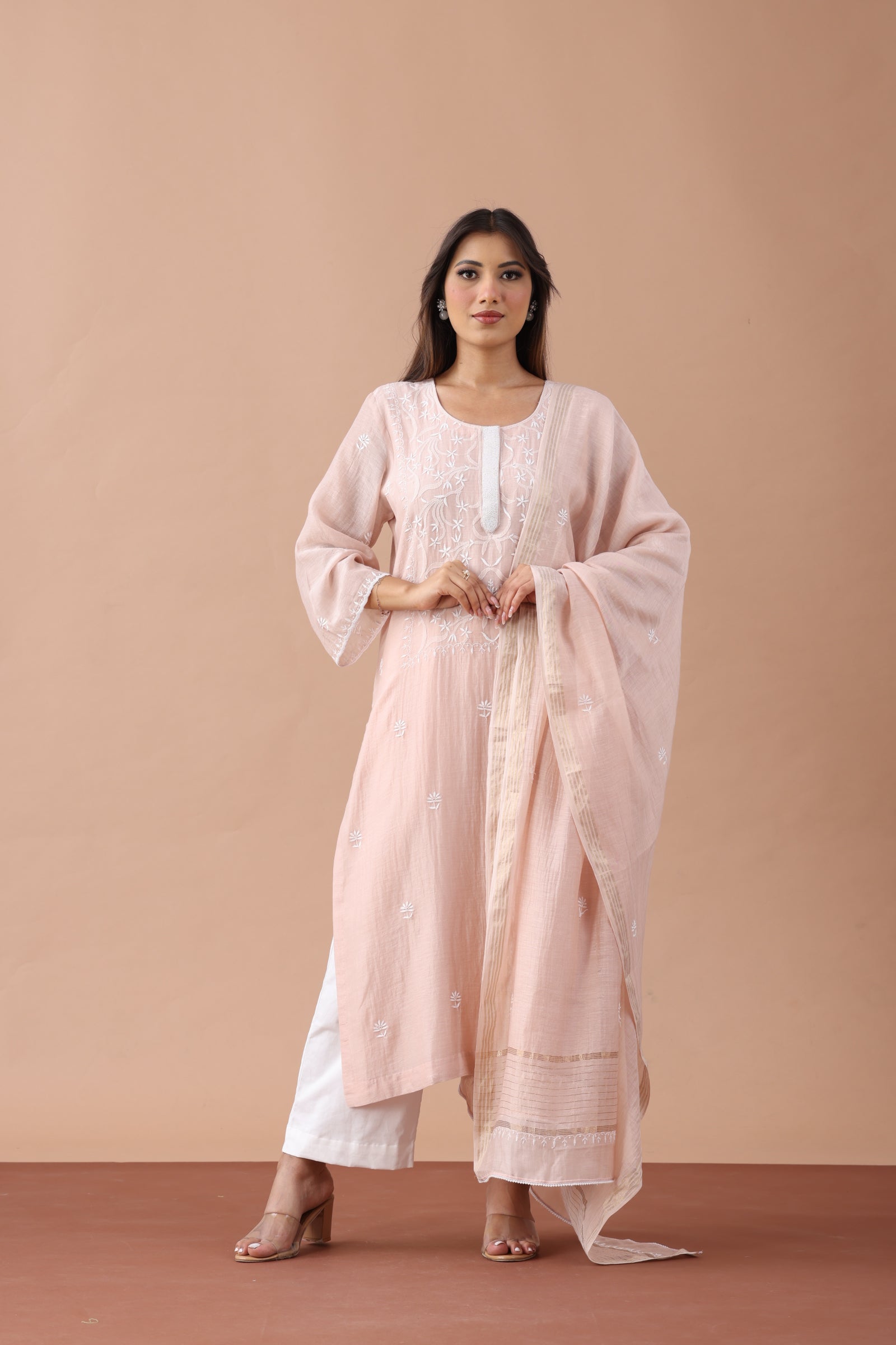 Nude Mul Chanderi Straight Set