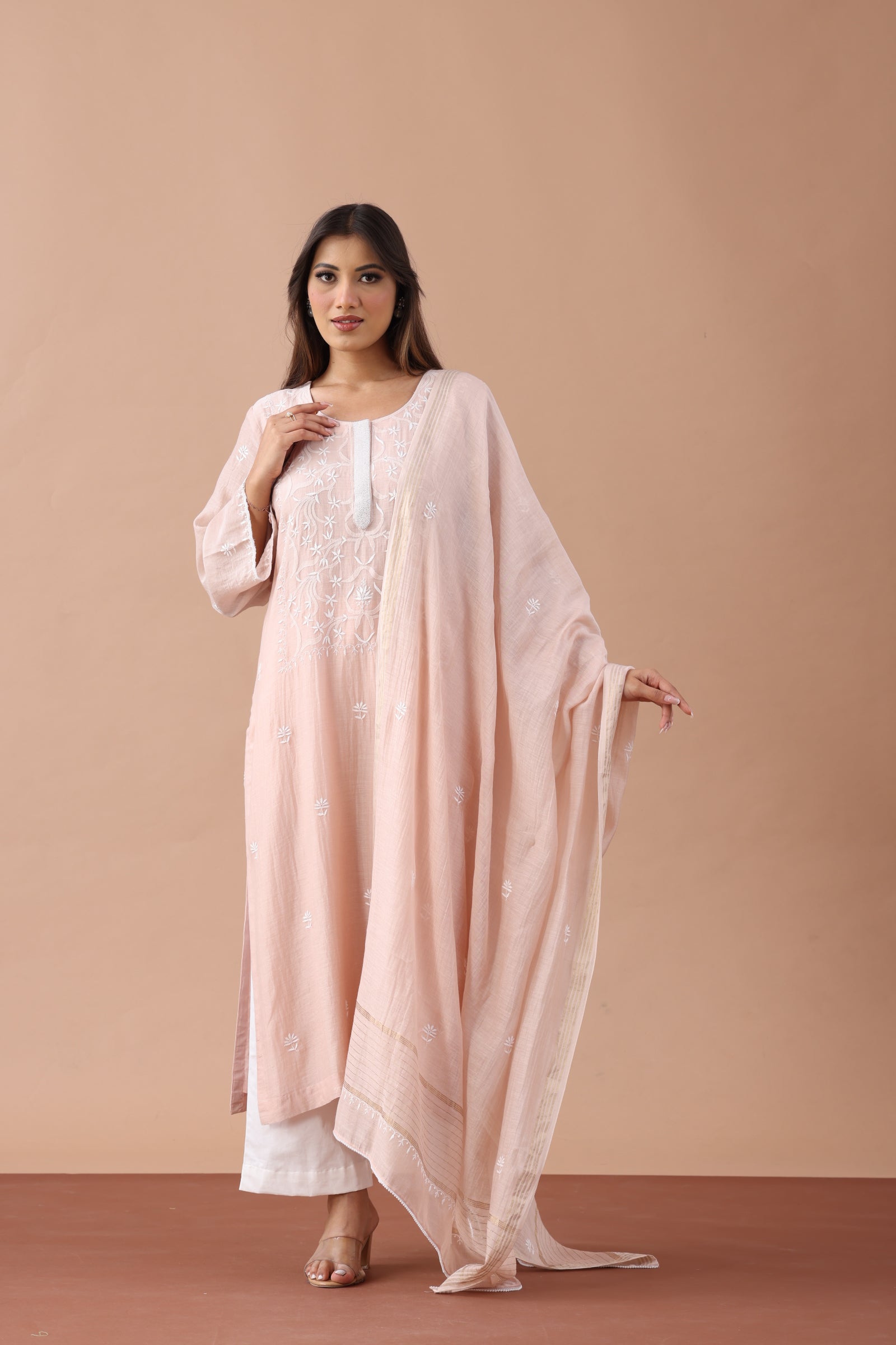 Nude Mul Chanderi Straight Set