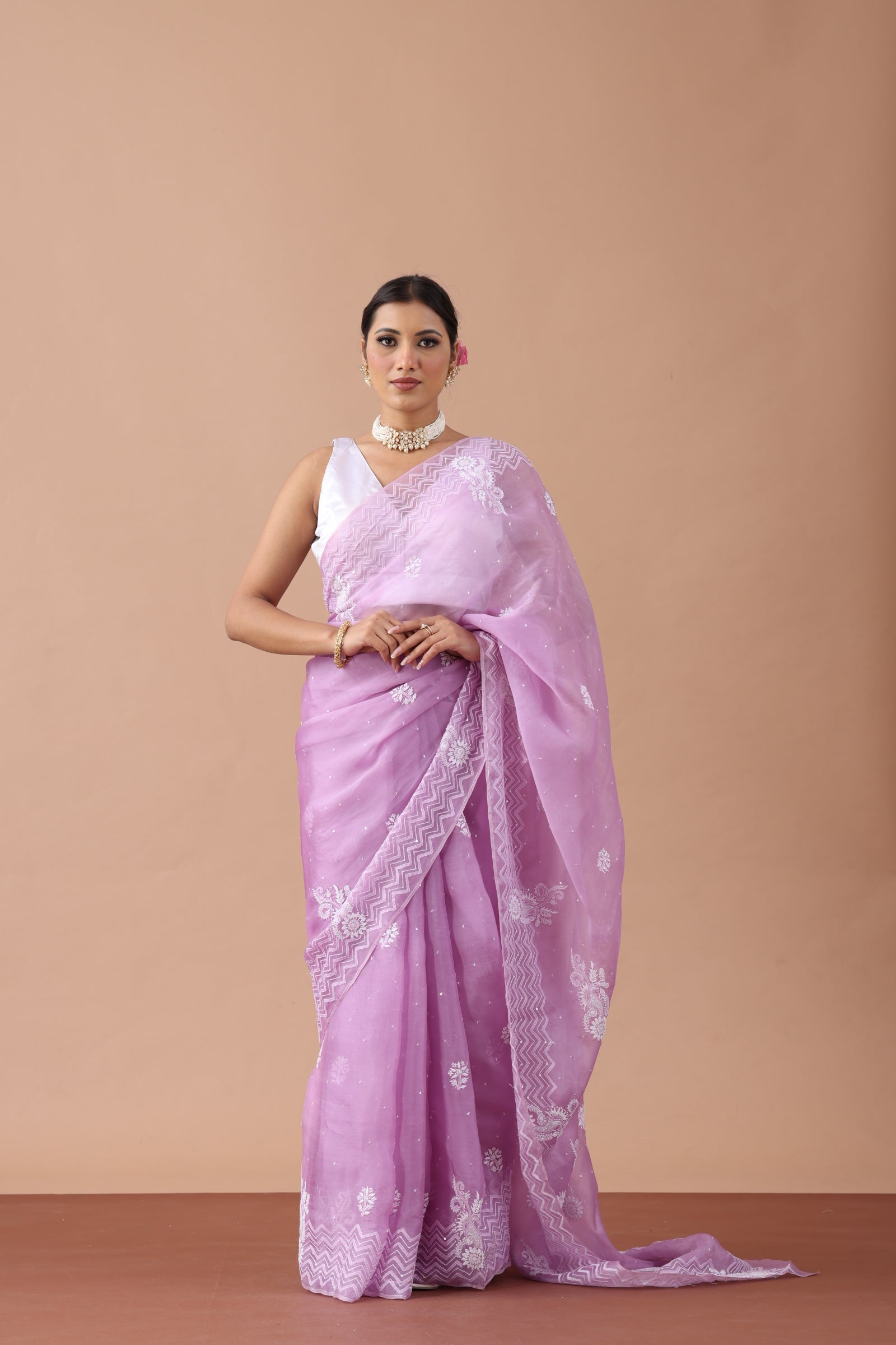 Light Purple Organza Silk Saree