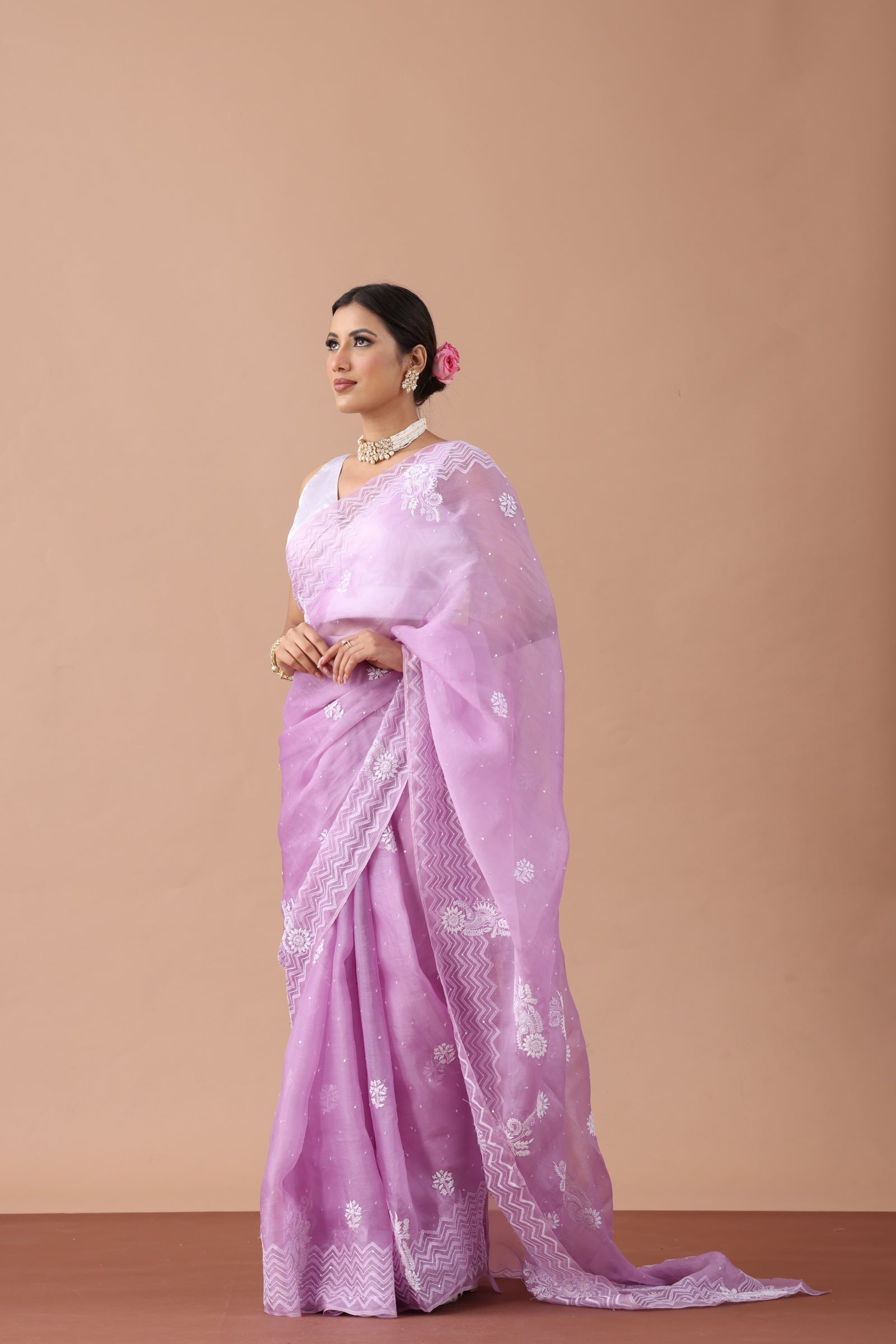 Light Purple Organza Silk Saree