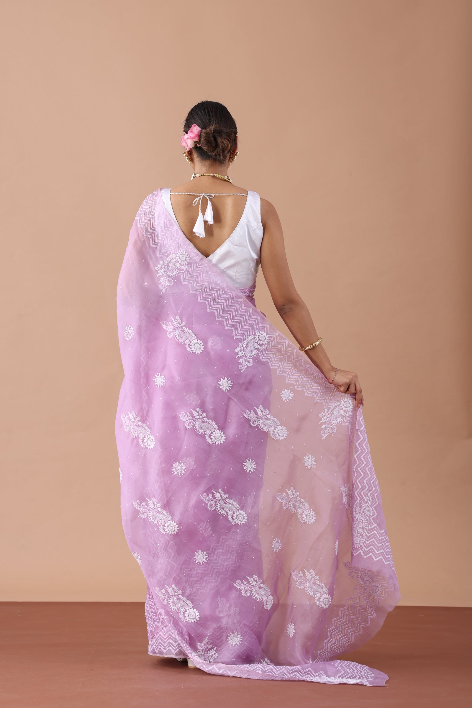 Light Purple Organza Silk Saree