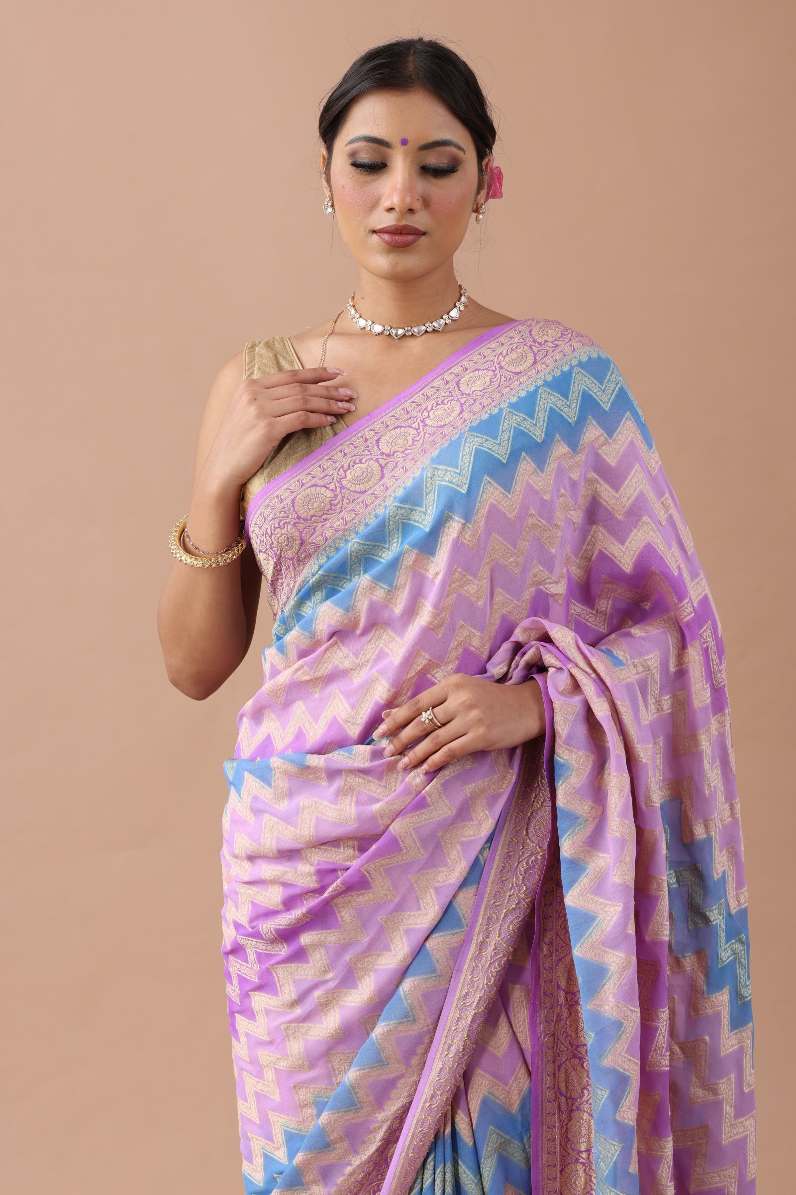 Geometrical Banarasi Khaddi Georgette