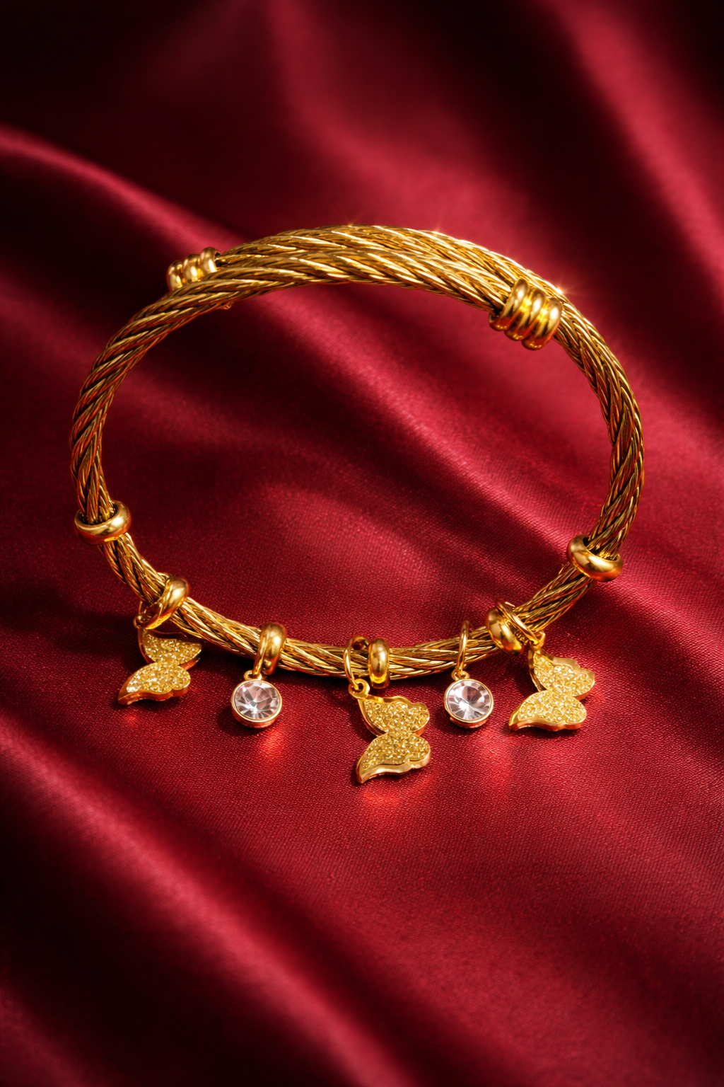 Golden Butterfly Charm Cable Bracelet