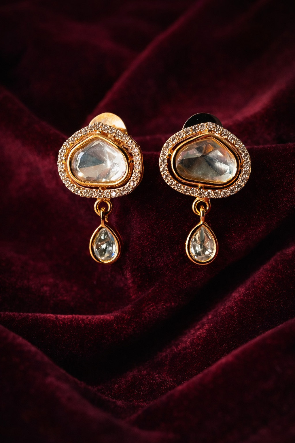 Regal pearl moissanite drop set